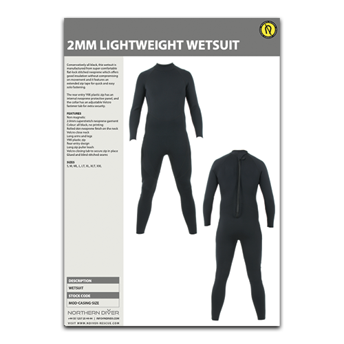 2mm Lightweight Wetsuit Datasheet